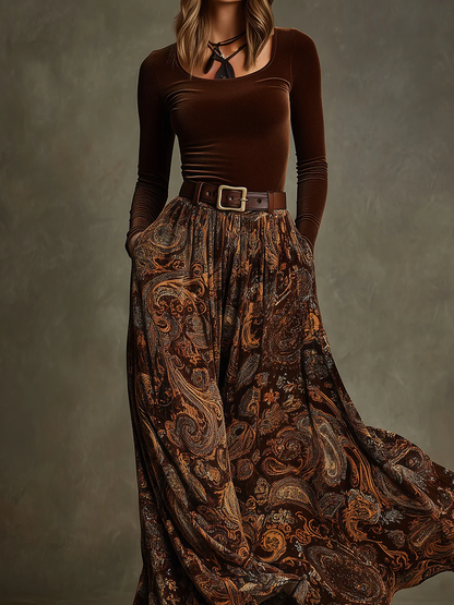 Candelaria | Conjunto de Terciopelo y Falda Maxi