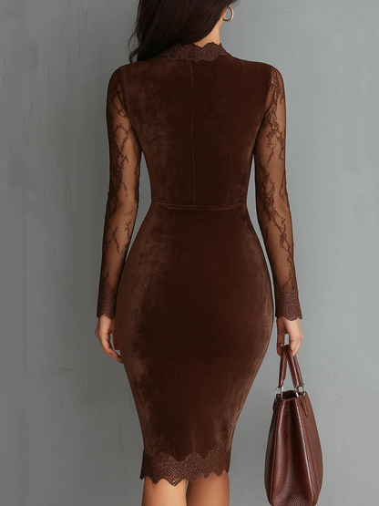 Gio | Vestido Mini de Terciopelo Vintage con Encaje
