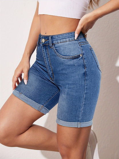 Raphaëlle | Shorts Bermuda de Denim Elásticos