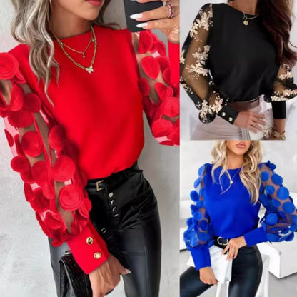 Elise | Blusa Glamurosa con Mangas de Malla