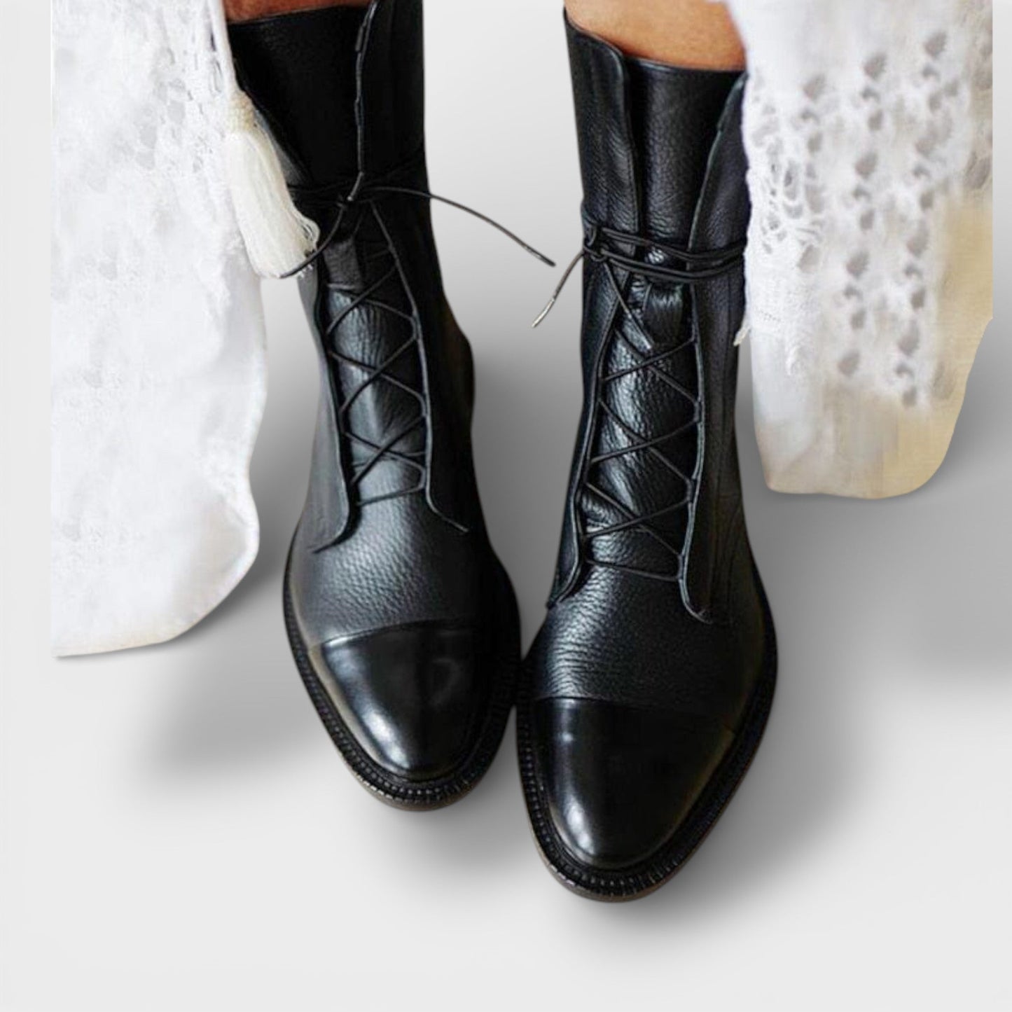 Botines Con Cordones Caña Media Mujer