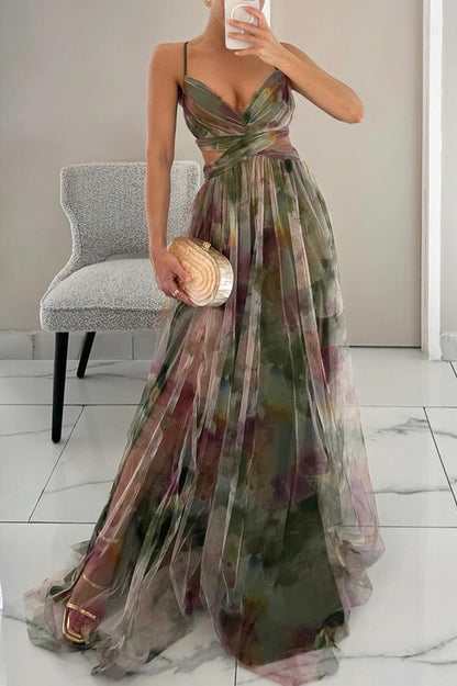Giselle | Vestido largo con estampado floral encantador