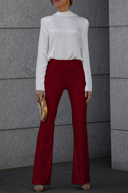 Elea | Pantalón Acampanado de Lentejuelas con Cintura Elástica