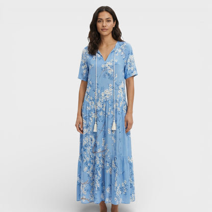 Vestido Maxi Boho Escote Pico