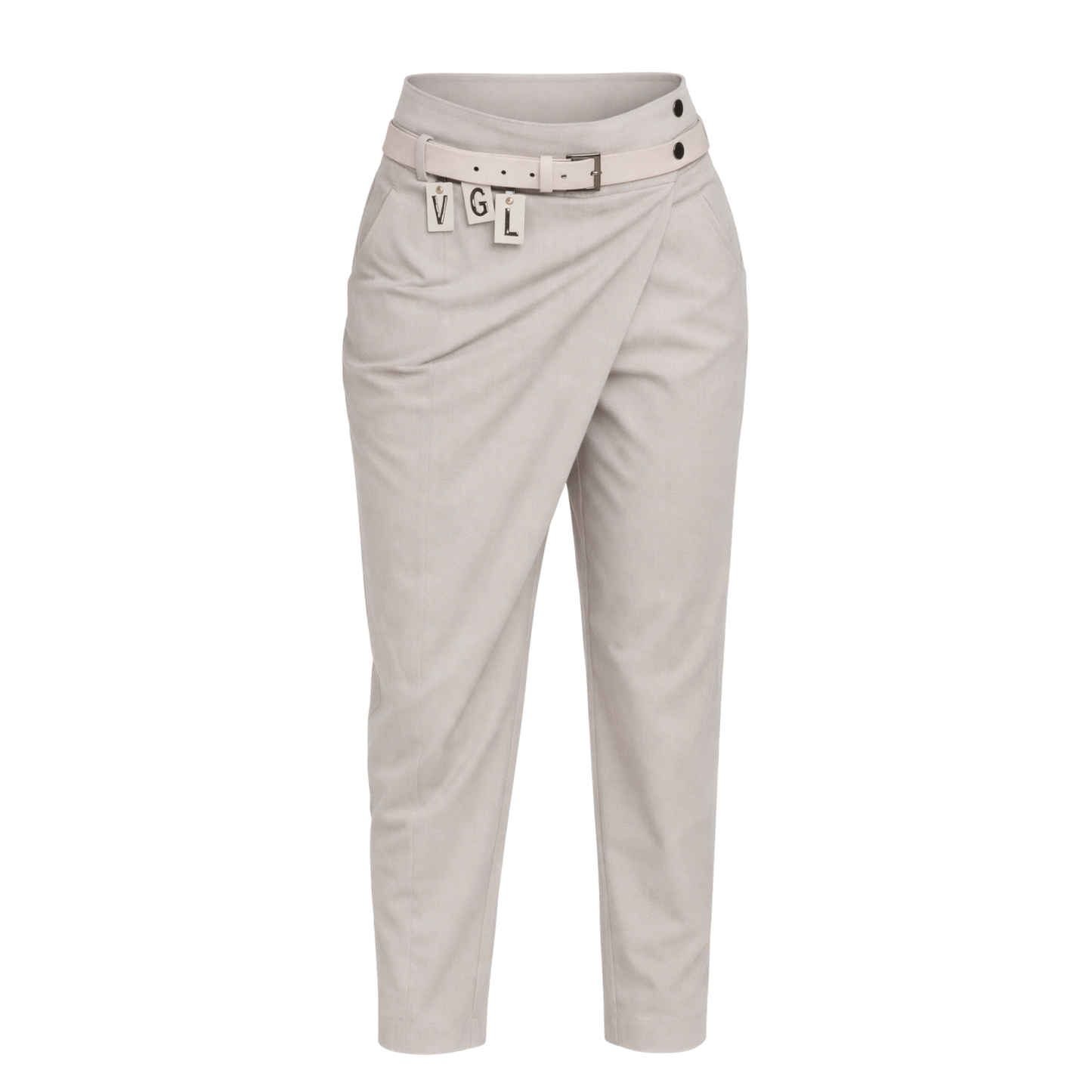 Emilia | Pantalones de Talle Alto con Solapa y Cinturón