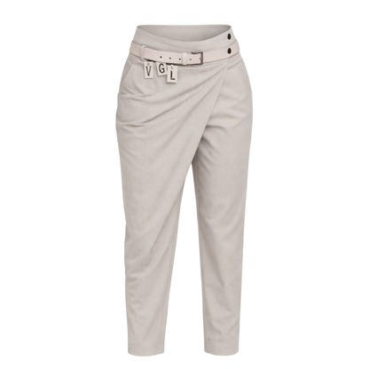 Emilia | Pantalones de Talle Alto con Solapa y Cinturón