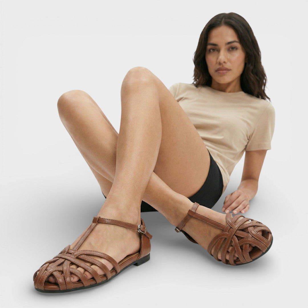 Sandalias Planas Tiras Cruzadas Mujer