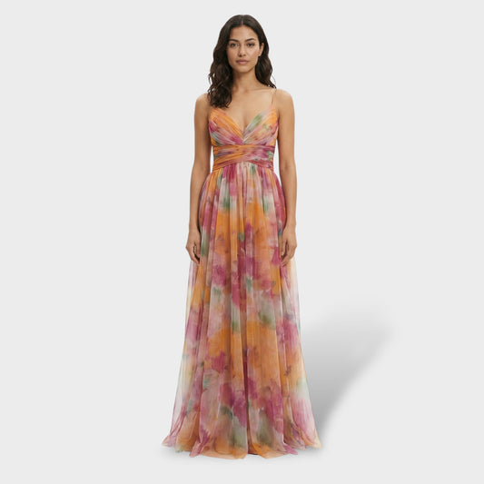 Vestido Largo Floral Fiesta Tirantes