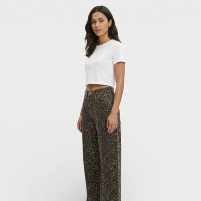 Vaqueros Leopardo Mujer Cintura Alta