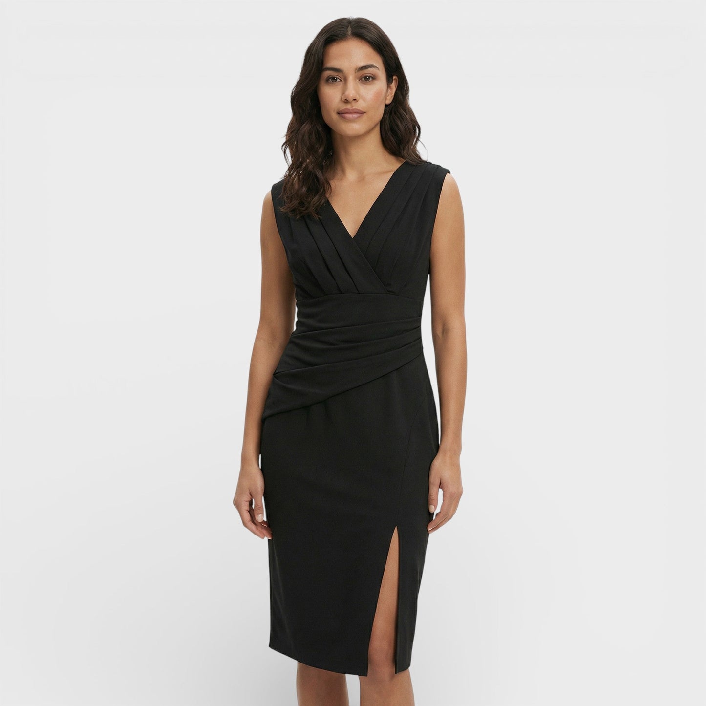 Vestido Midi Escote Pico Abertura