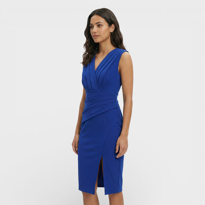 Vestido Midi Escote Pico Abertura
