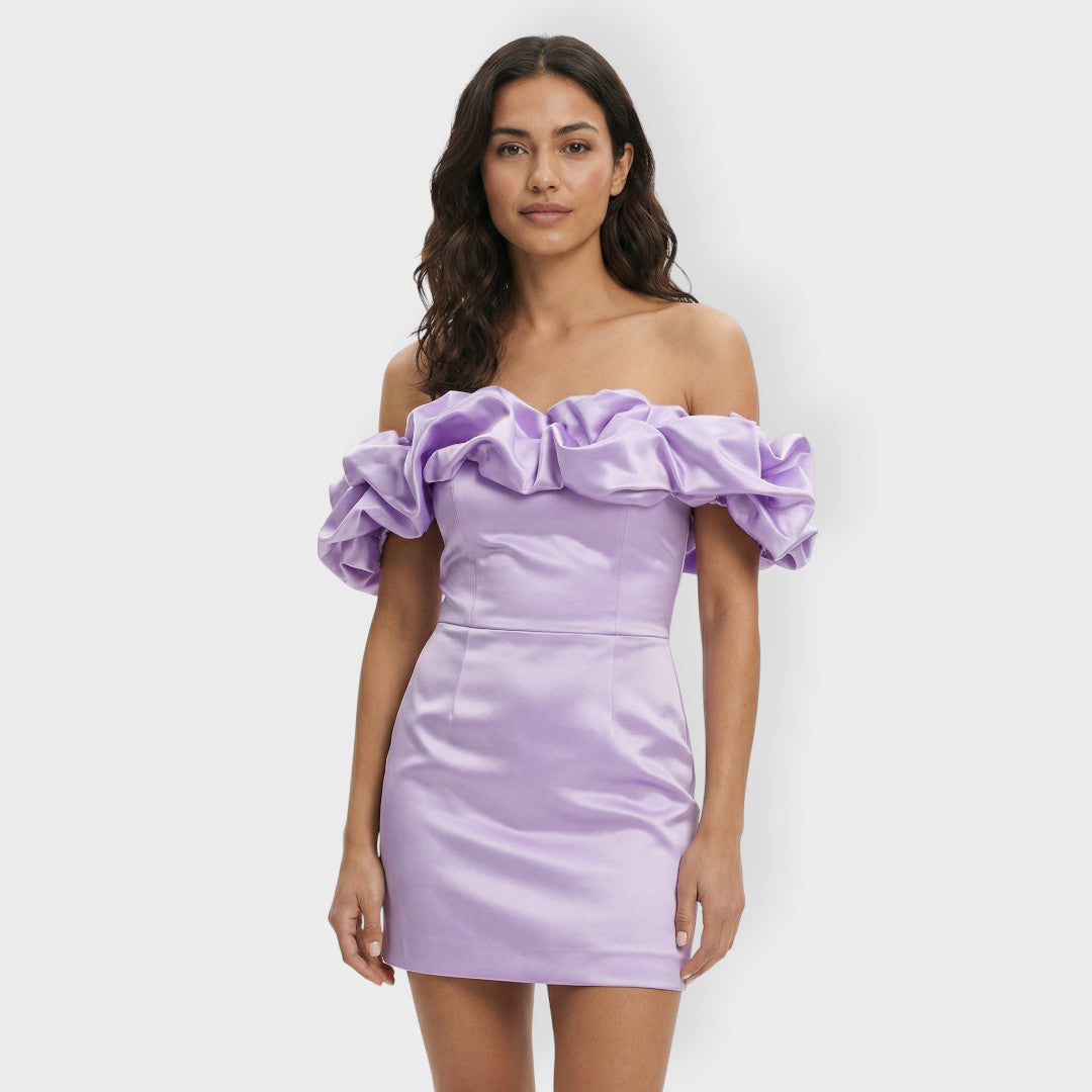 Vestido Fiesta Mujer Satinado Volantes