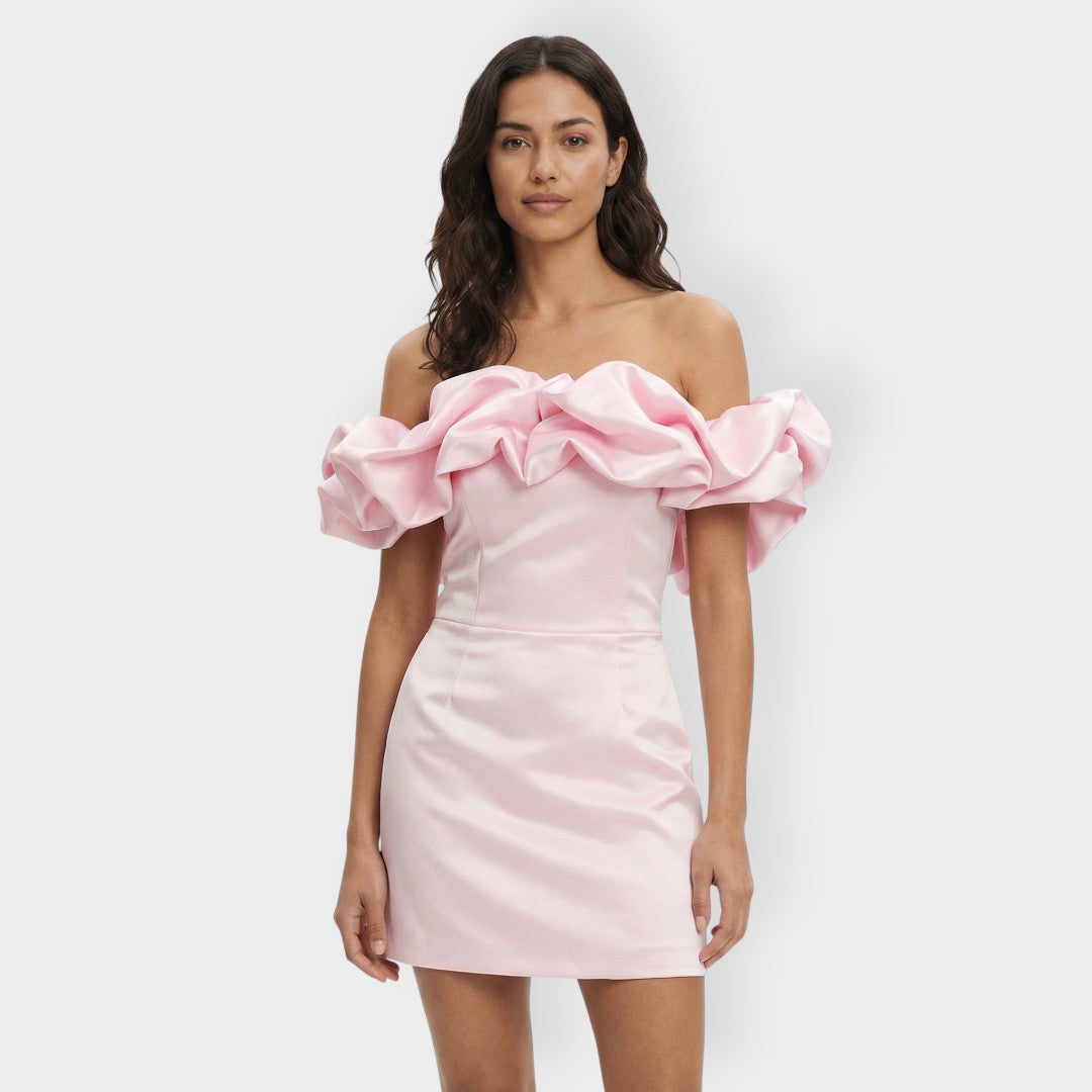 Vestido Fiesta Mujer Satinado Volantes