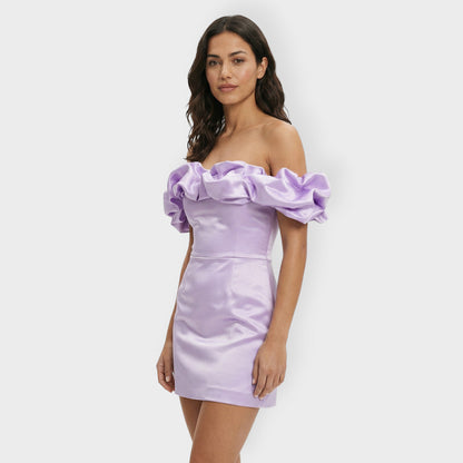 Vestido Fiesta Mujer Satinado Volantes