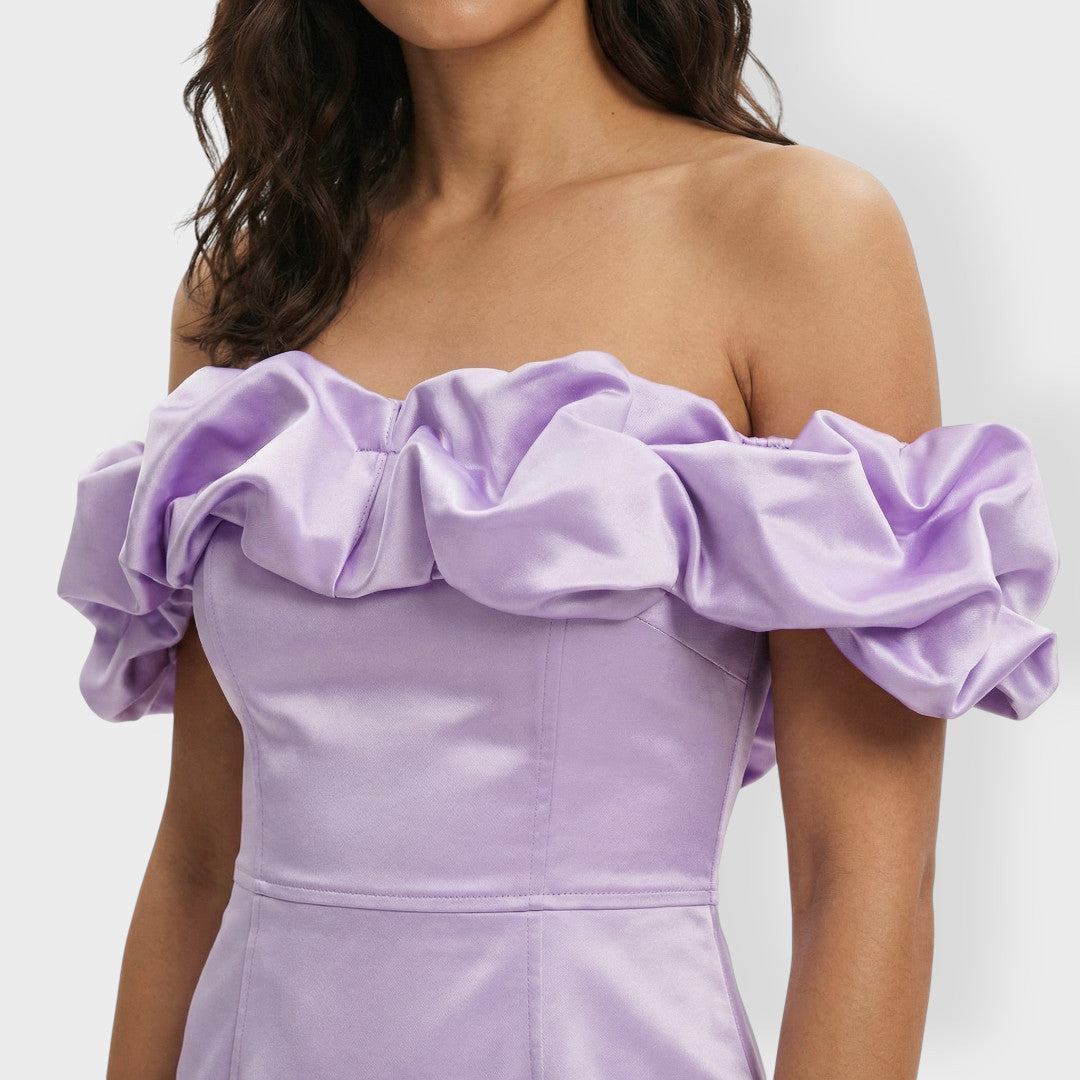 Vestido Fiesta Mujer Satinado Volantes
