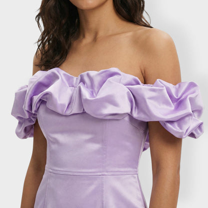 Vestido Fiesta Mujer Satinado Volantes