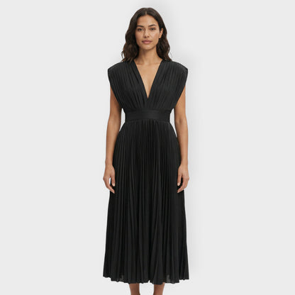 Vestido Largo Plisado Mujer Elegante