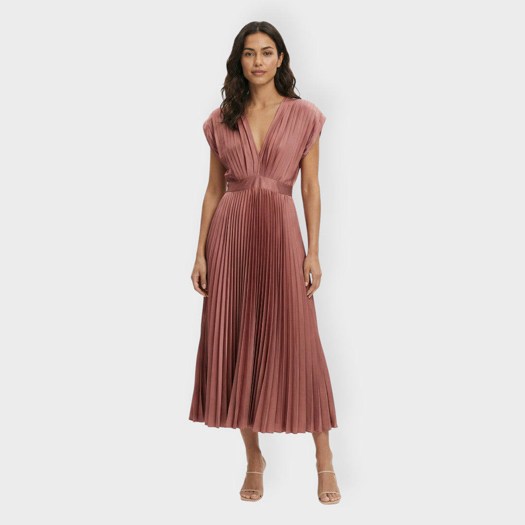 Vestido Largo Plisado Mujer Elegante