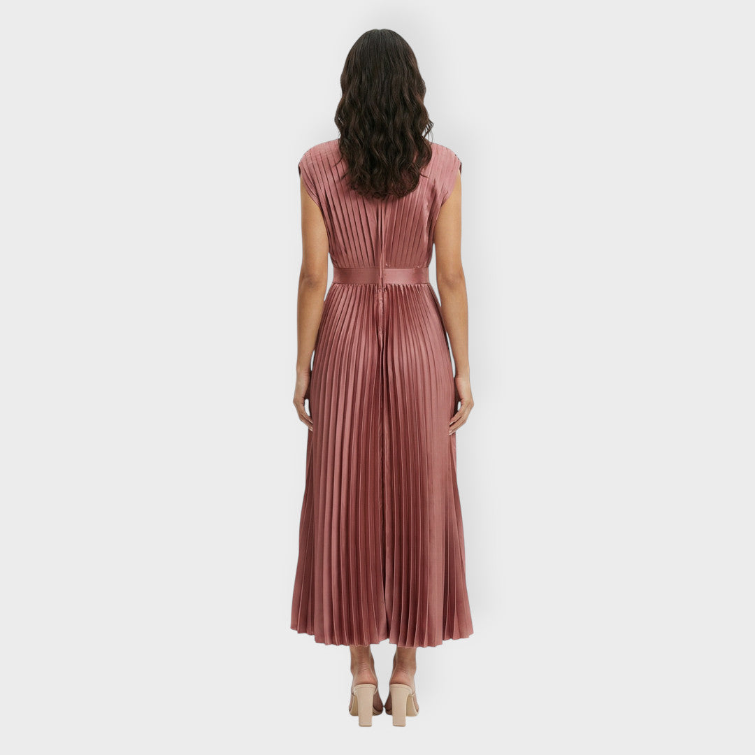 Vestido Largo Plisado Mujer Elegante