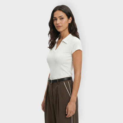Camiseta Mujer Cuello Polo Algodón