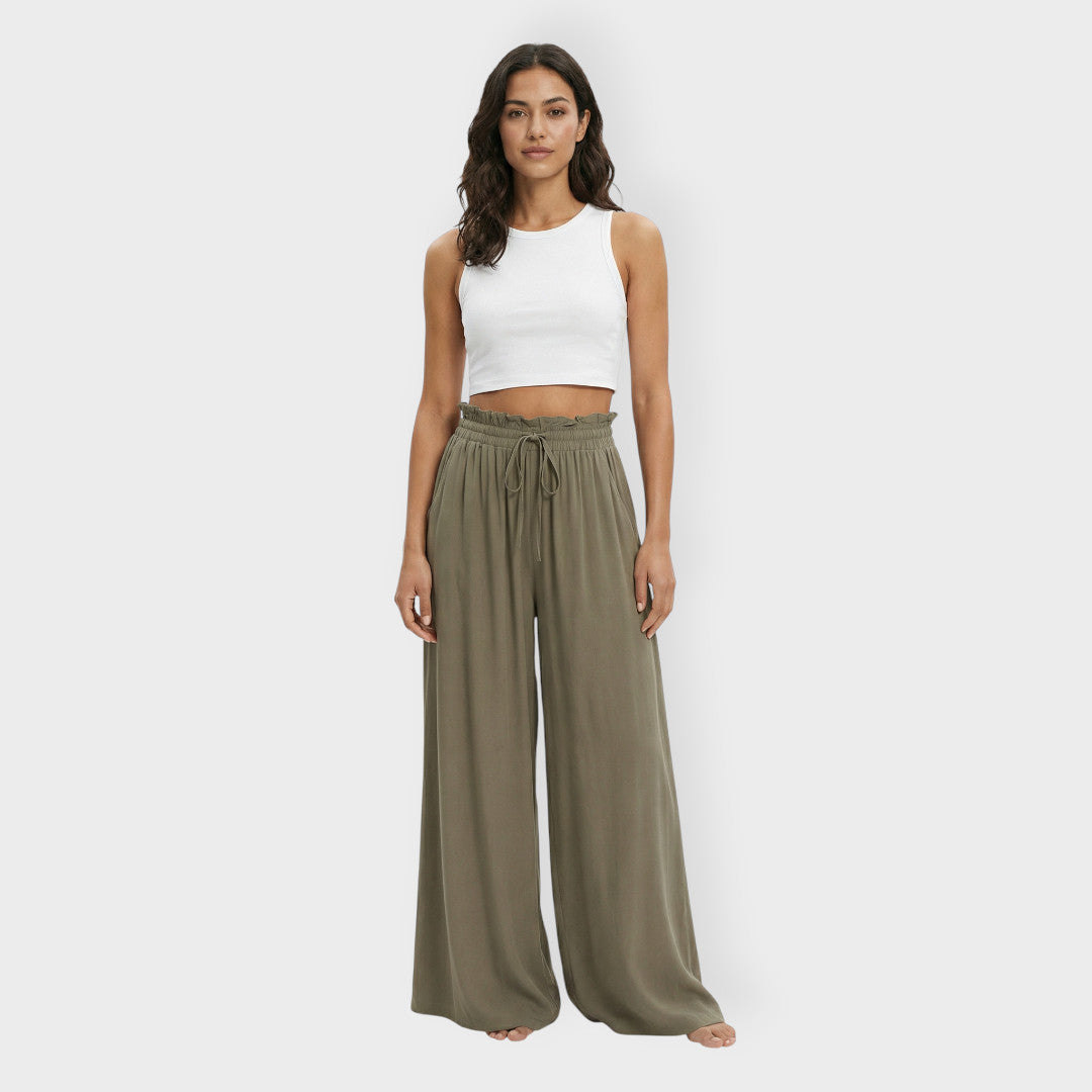 Pantalones Anchos Mujer Cintura Elástica