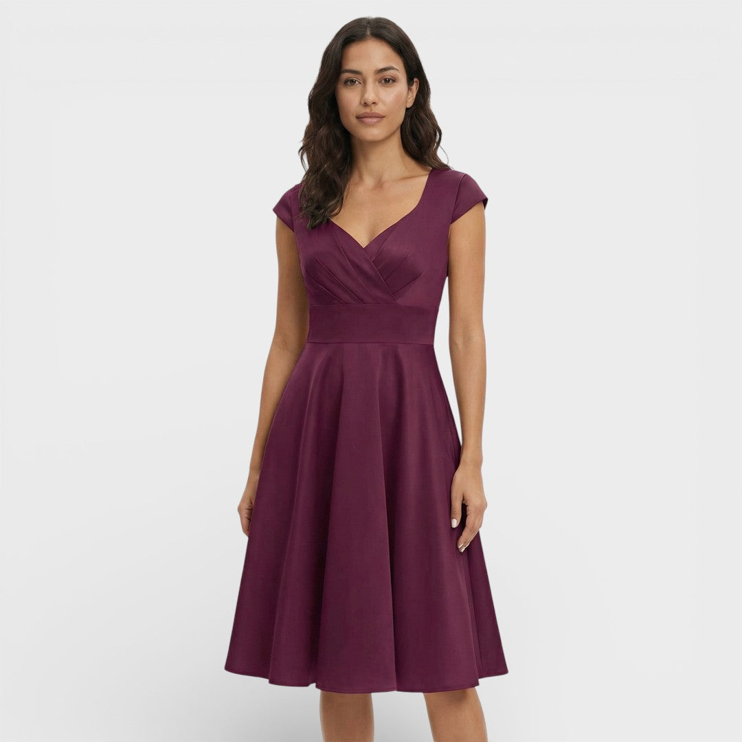 Vestido Midi Rosa Retro Cóctel