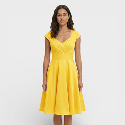 Vestido Midi Rosa Retro Cóctel