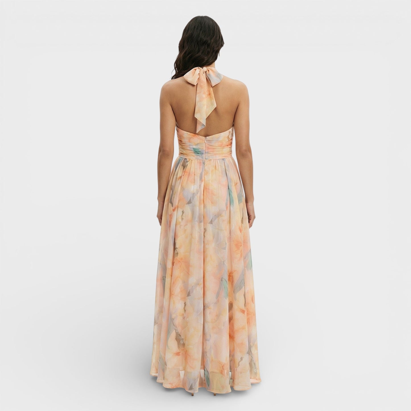 Aurora | Vestido Maxi Estampado Acuarela Halter
