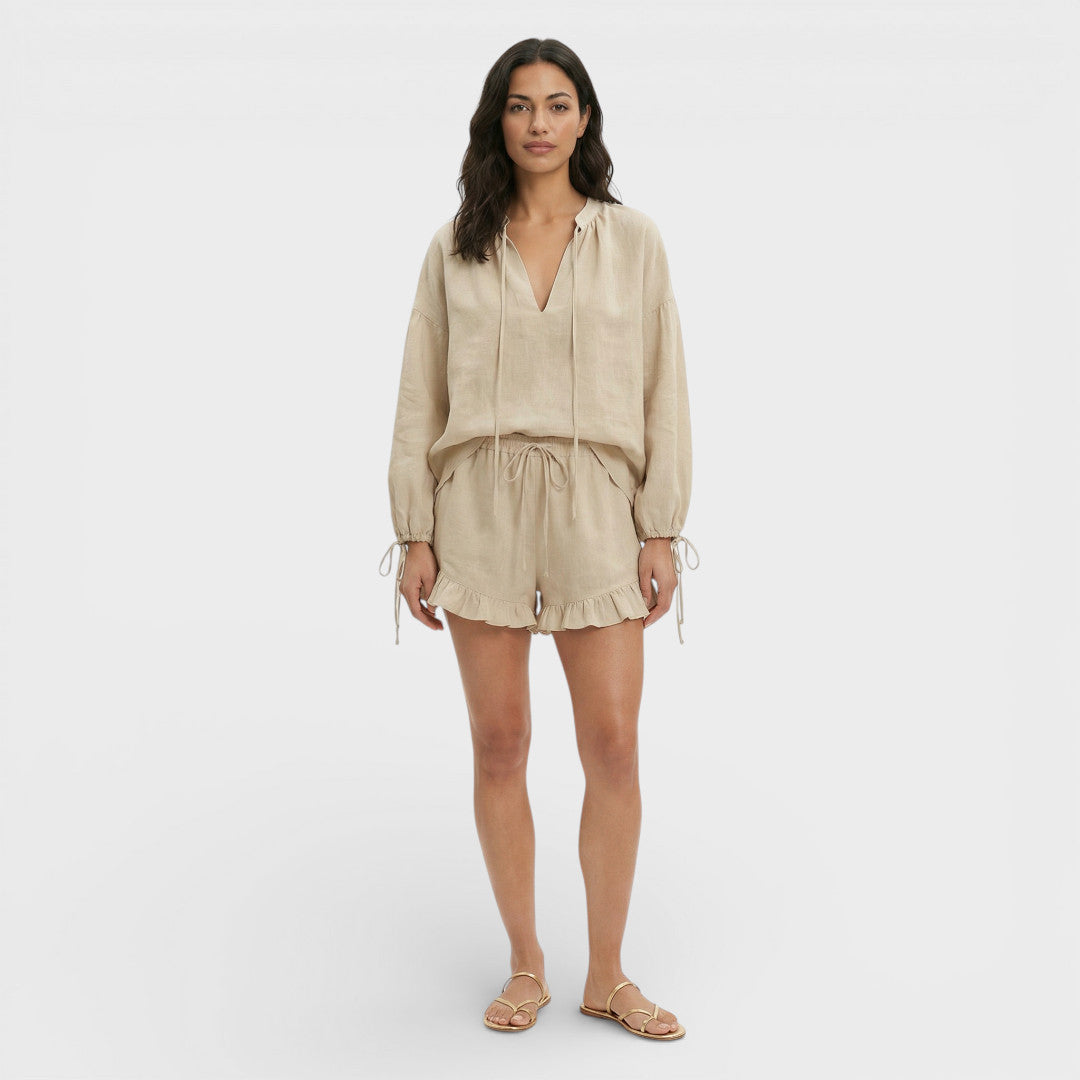 Conjunto Blanco Mujer Blusa Shorts