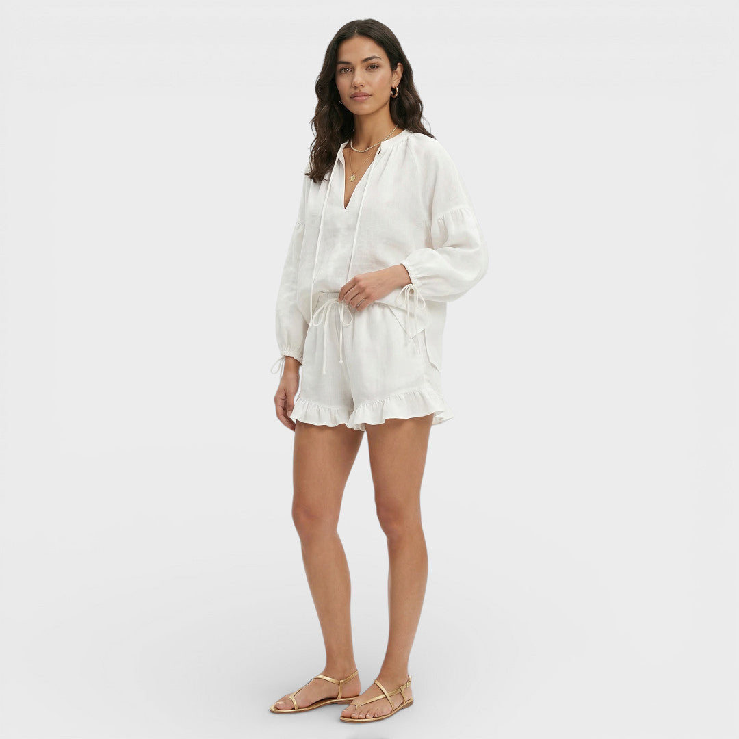 Conjunto Blanco Mujer Blusa Shorts