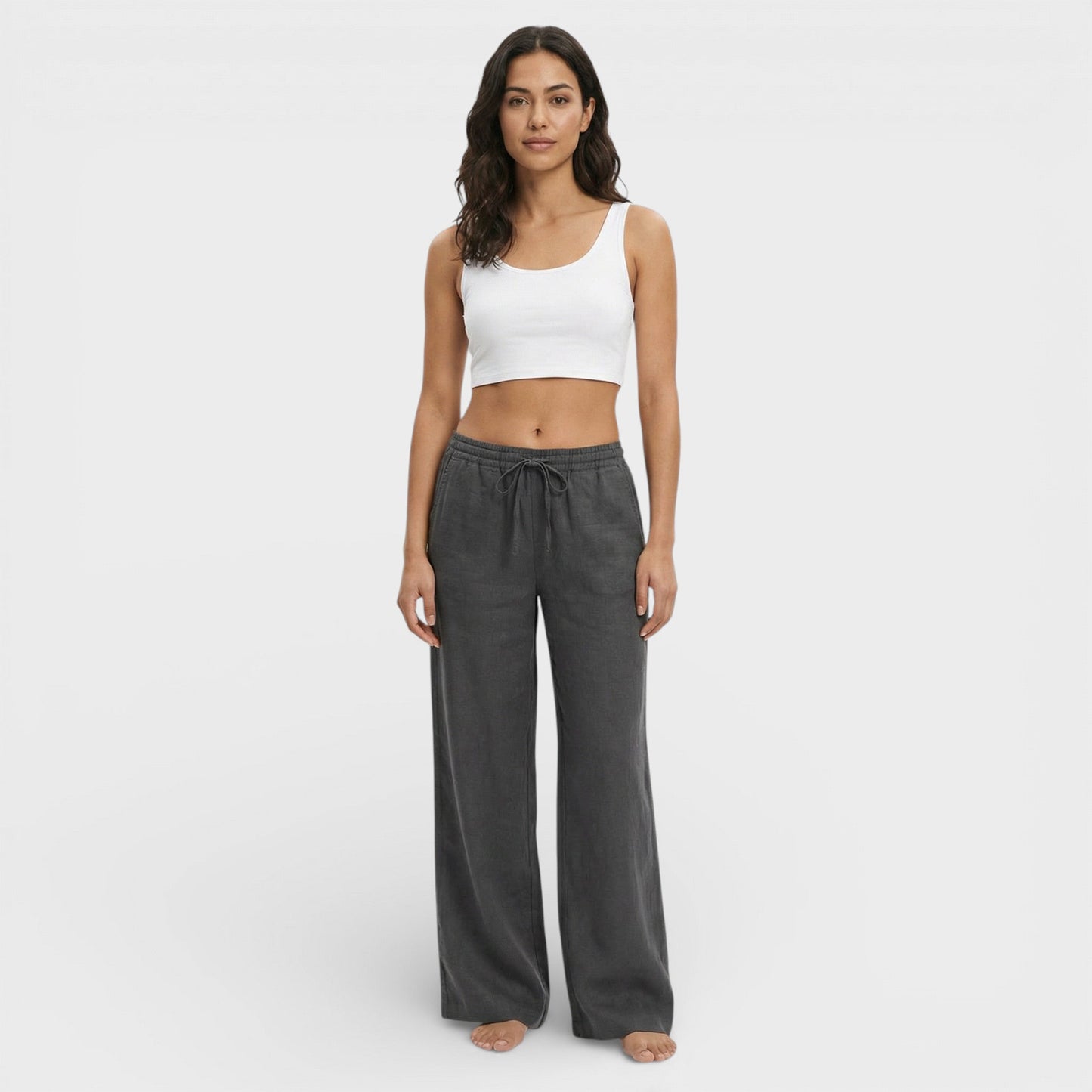 Pantalones Lino Mujer Cintura Elástica