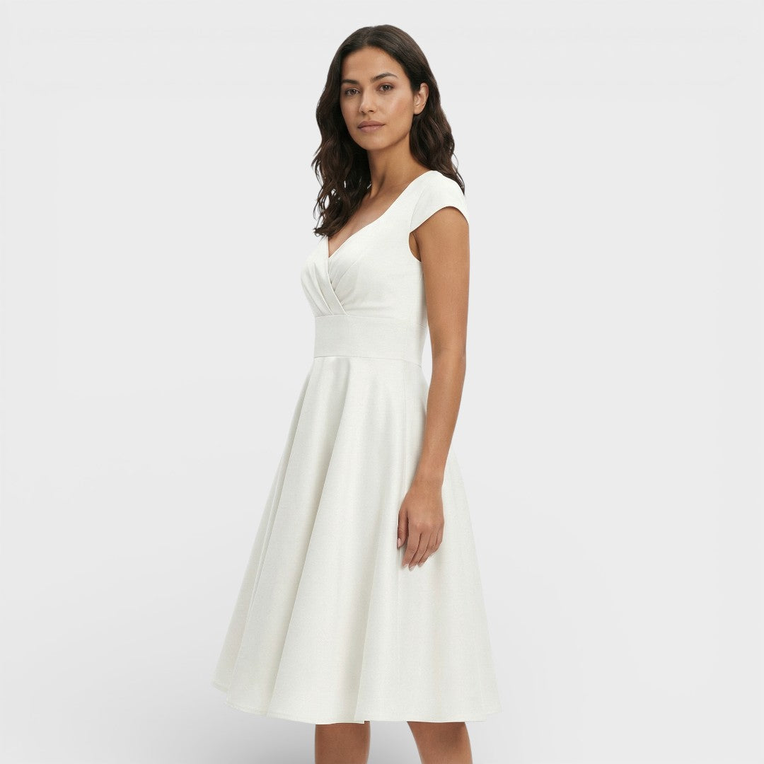 Vestido Midi Rosa Retro Cóctel