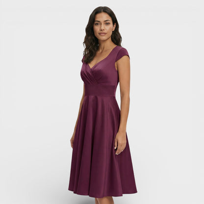 Vestido Midi Rosa Retro Cóctel