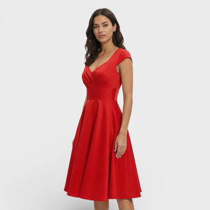 Vestido Midi Rosa Retro Cóctel