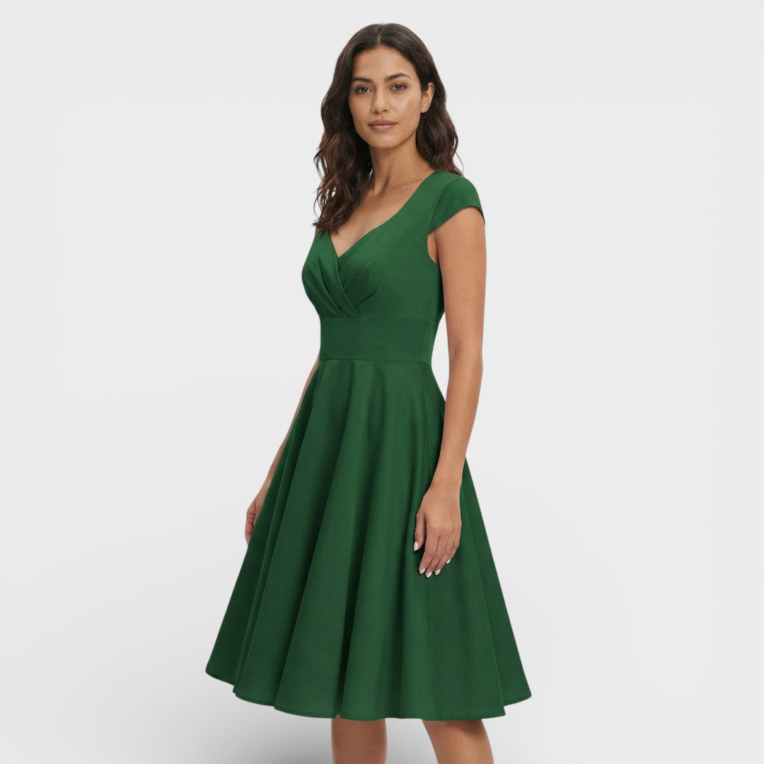 Vestido Midi Rosa Retro Cóctel