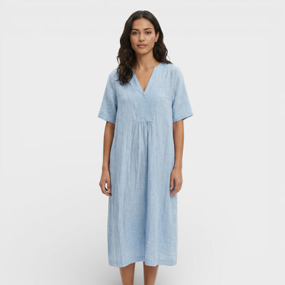 Vestido Midi Algodón Lino Mujer