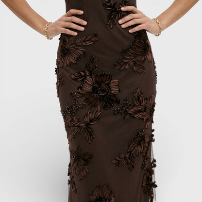 Vestido Maxi Bordado Floral Mujer
