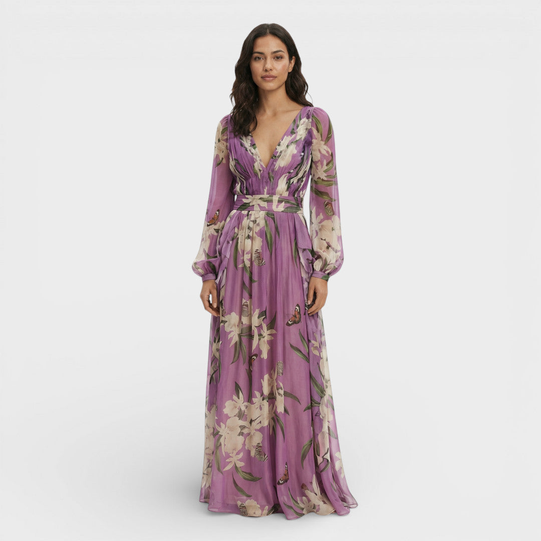 Vestido Largo Mujer Estampado Flores