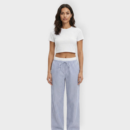 Pantalones Anchos Mujer Rayas Cintura