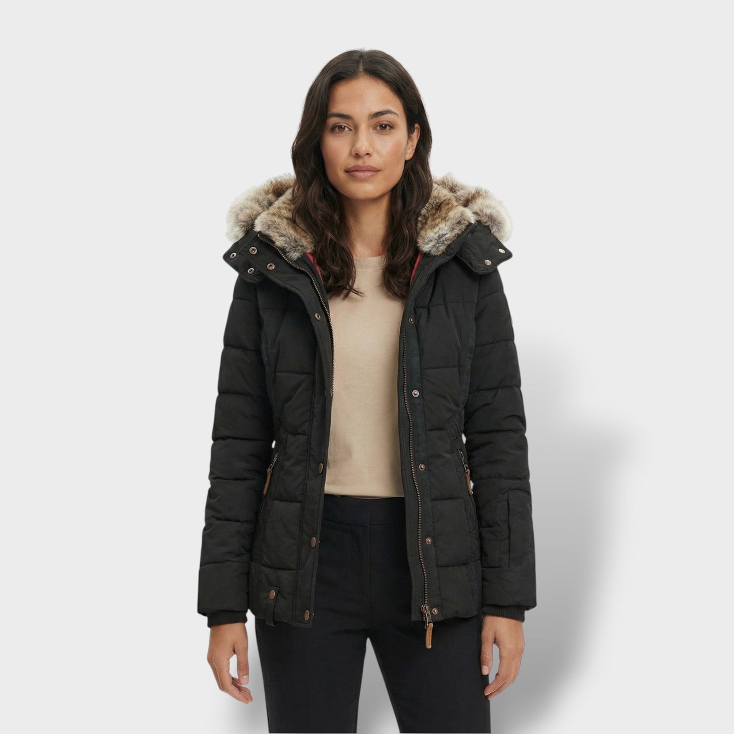 Chaqueta Teddy Mujer Con Capucha Cremallera