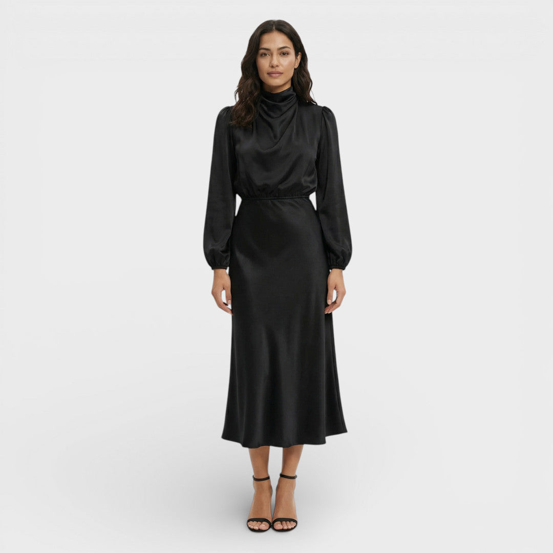 Vestido Midi Mujer Cuello Alto
