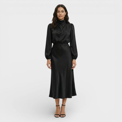 Vestido Midi Mujer Cuello Alto