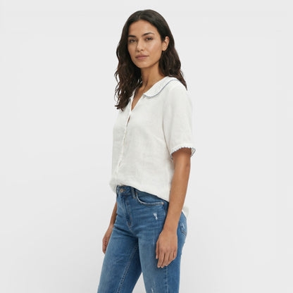 Blusa Ligera Cuello Ondulado Mujer