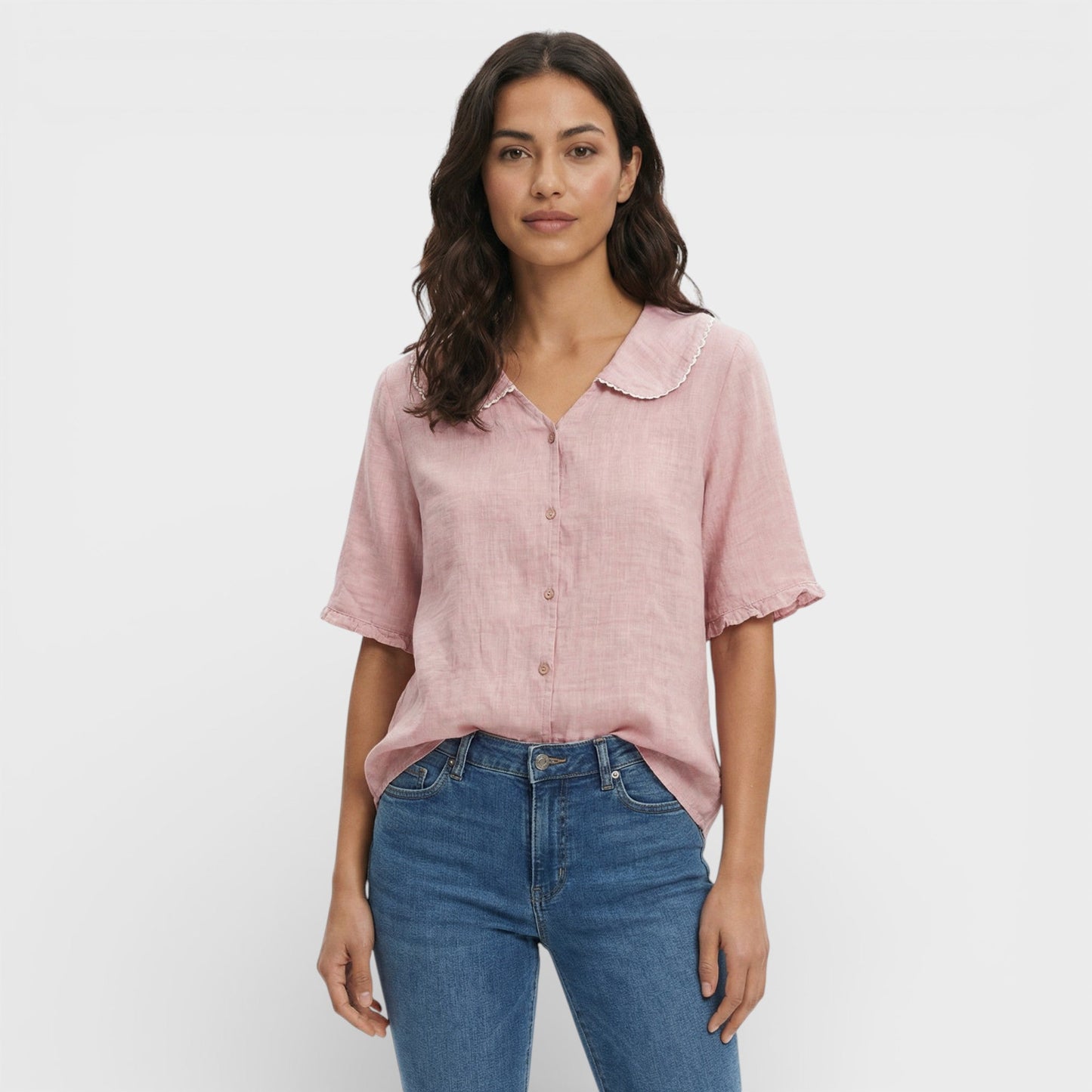 Blusa Ligera Cuello Ondulado Mujer