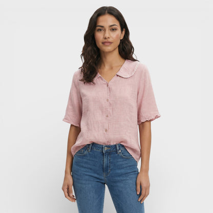 Blusa Ligera Cuello Ondulado Mujer