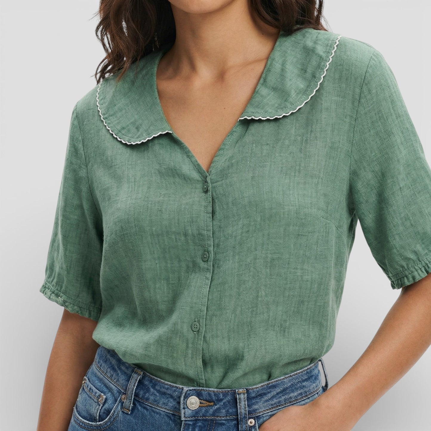 Blusa Ligera Cuello Ondulado Mujer