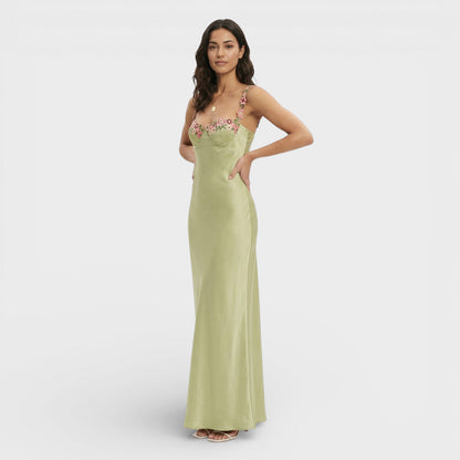 Vestido Largo Mujer Bordado Tirantes