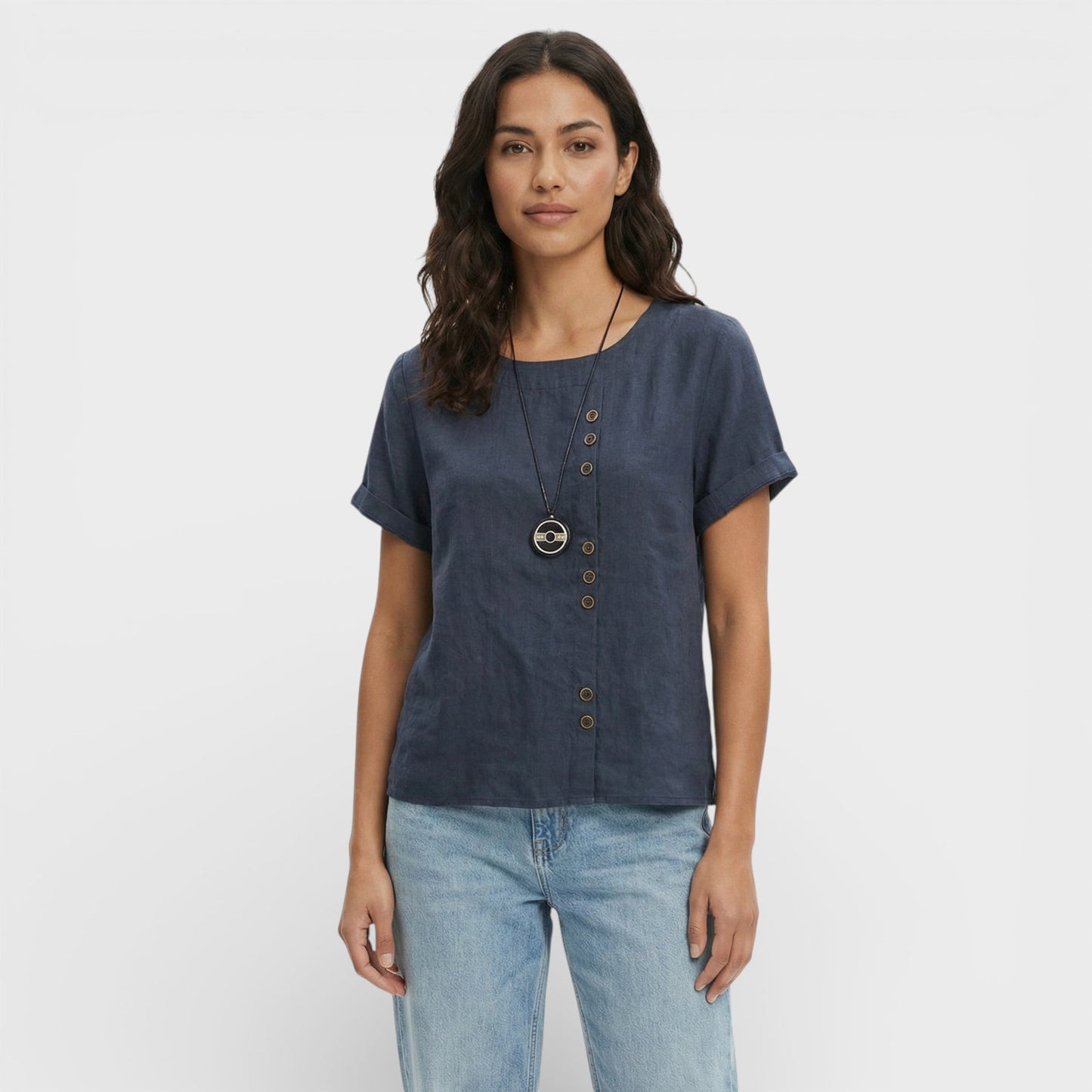 Blusa Lisa Manga Corta Mujer