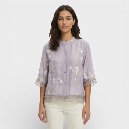 Blusa Bordada Flores Mujer Elegante
