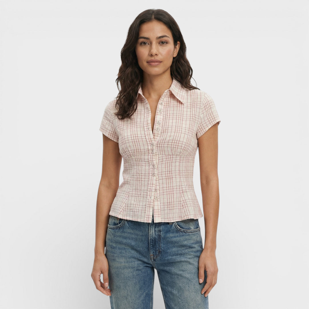 Camisa Cuadros Manga Corta Mujer